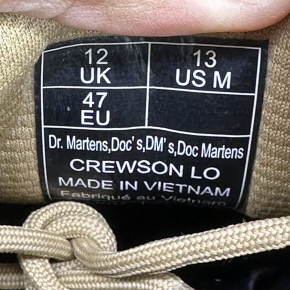 Dr. Martens Crewson Lo Men's size 13 Wheat Suede Oxford Shoes - Picture 8 of 8